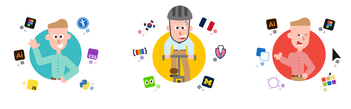 Final flat design self-portraits with more personality and detail